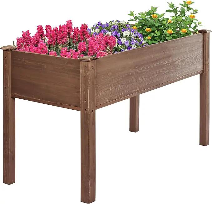 LZRS Raised Garden Bed Outdoor Planter Box with Legs for Herbs, Vegetables, Flowers, Great for Outdoor Patio, Yard and Deck, 220lb Capacity, Brown by GreenHaven Gardens