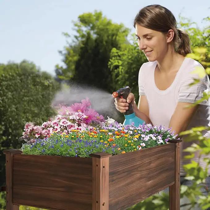 LZRS Raised Garden Bed Outdoor Planter Box with Legs for Herbs, Vegetables, Flowers, Great for Outdoor Patio, Yard and Deck, 220lb Capacity, Carbonized by GreenHaven Gardens
