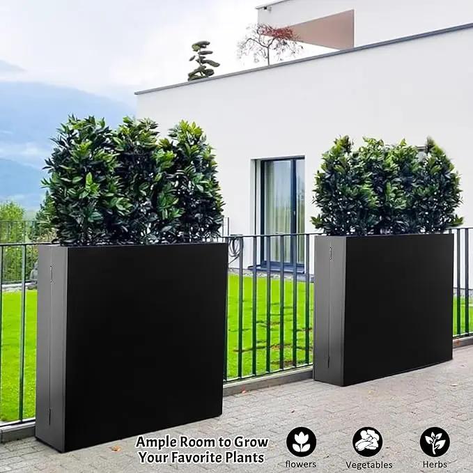 Metal Rectangular Planter, 35.5"x 10"x 28" Black Planter Box for Outdoor, Easy Installation Galvanized Steel Planter with Drainage Holes, Outdoor Planter for Porch/Patio/Garden by GreenHaven Gardens