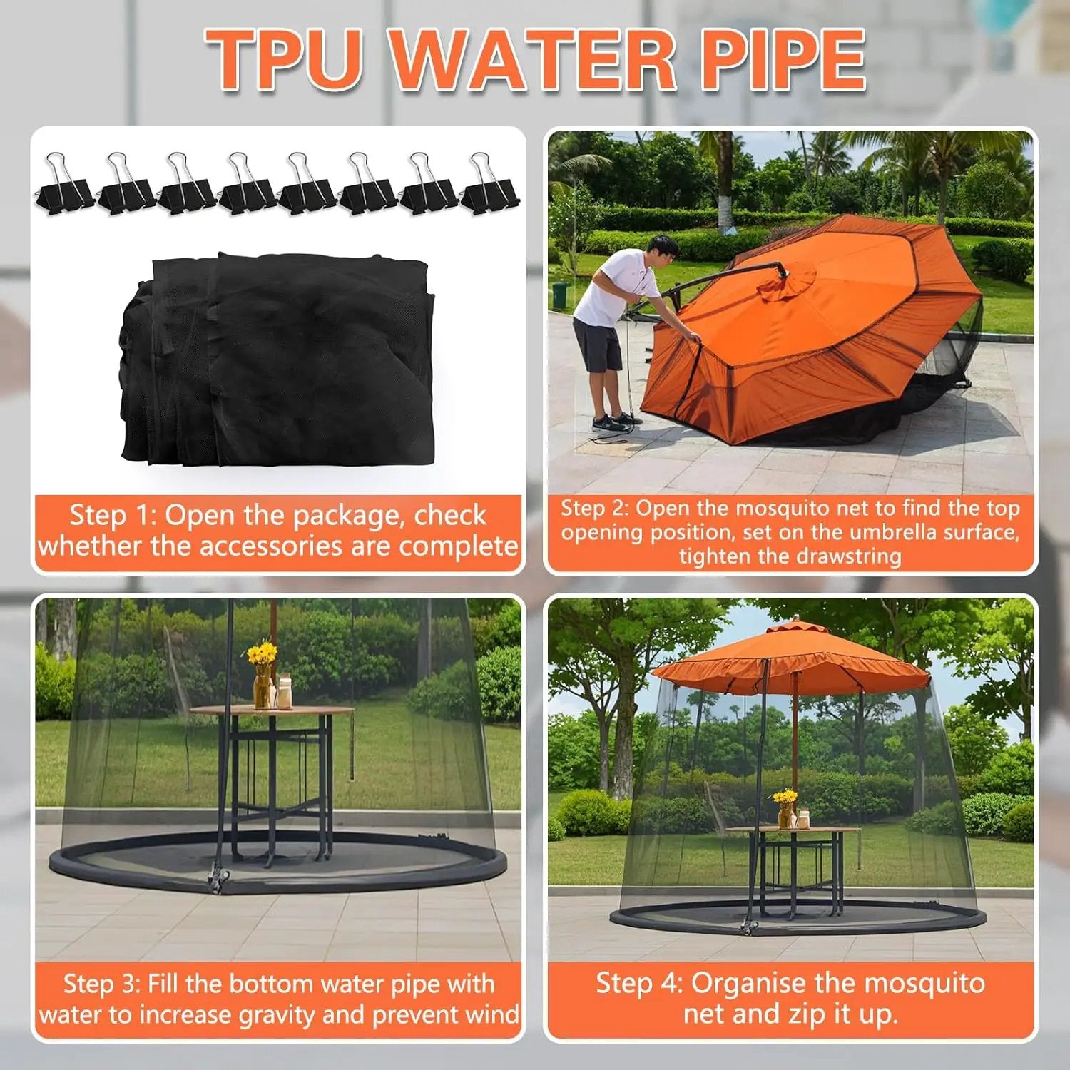 7.5-10FT Mosquito Netting for Patio - Mosquito Net for Patio Garden and Outdoor Umbrellas with Zipper and Adjustable, Umbrella Netting for Outdoor Umbrellas by GreenHaven Gardens