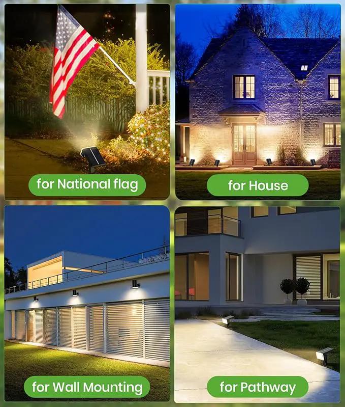 Large Panel Solar Spot Lights Outdoor 4 Pack, [58 LED/3500K/3 Modes] Solar Pathway Lights Waterproof IP67, Auto On/Off, 2-in-1 Wall Light Outdoor Light for Tree Yard Garden Pathway by GreenHaven Gardens