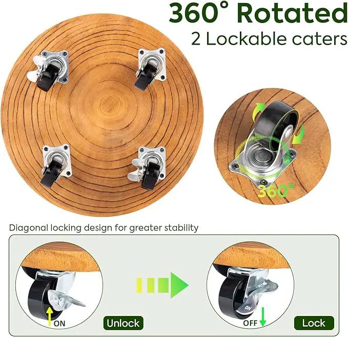 Yangbaga 2Pack 12inches Tree Plant Stand with Wheels,Rolling Plant Caddy with Wheels Heavy Duty- Plant Rollers with Lockable Casters for Outdoor /Indoor/Plant Pot/Flower Pot/Patio by GreenHaven Gardens