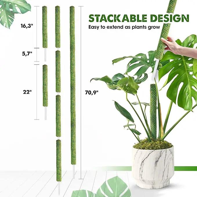 Duspro Green Stackable Mesh Moss Pole for Plants Climbing Vine Supporting Monstera Trellis, for Indoor Plants Extendable Plant Pole Moss Sticks, for Potted Plant Stakes 4Pack 71'' by GreenHaven Gardens