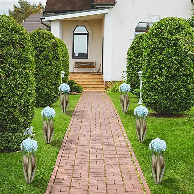 Large Metal Agave Plant, 2 Pack Big Tequila Rustic Sculpture witn Hydrangea, Rustic Metal Agave Plants Garden Lawn Home Ornaments, for Yard Stakes, Garden Figurines, Outdoor Patio (2 Blue Hydrangea) by GreenHaven Gardens