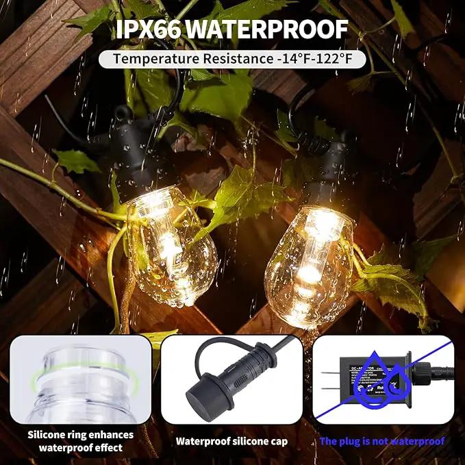 LED Outdoor String Lights 50FT,Patio Lights with 20 Dimmable Bulbs,IP66 Waterproof Shatterproof, with Remote Control,2700k Outside Hanging Lights for Backyard Porch Garden Decoration by GreenHaven Gardens