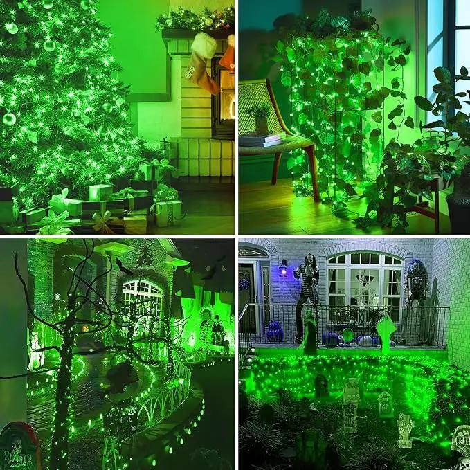 kolpop Green Solar Fairy Lights Outdoor, 3 Packs Total 96FT 240 LED Solar Powered String Light Outside Waterproof, 8 Modes Copper Wire Mini Twinkle Tree Lighting for Halloween Garden Patio Yard by GreenHaven Gardens