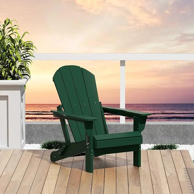 Westin Outdoors Laguna WO Home Outdoor Adirondack Folding Chair Lounger Seat Traditional Retro Home Furniture for Beach, Balcony, Backyard, Lawn, Patio, Pool, Deck, Garden (Dark Green) by GreenHaven Gardens