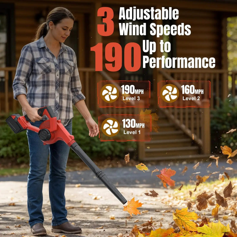 DeForce Cordless Leaf Blower for Milwaukee 18V Battery, 4 in 1 Blower/Vacuunm/Inflator/Deflator, Electric Mini Leaf Blower, 3 Speeds, 190 MPH with Extended Tube for Lawn Care(Bare Tool Only) by GreenHaven Gardens