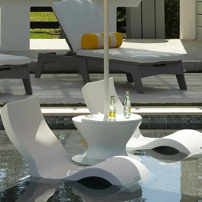 Ledge Lounger Signature Lowback Chair for in Pool or On-Deck Use - Ideal Water Depths 0-9 White Pool Lounge Chairs Set of 2 for Socializing by GreenHaven Gardens