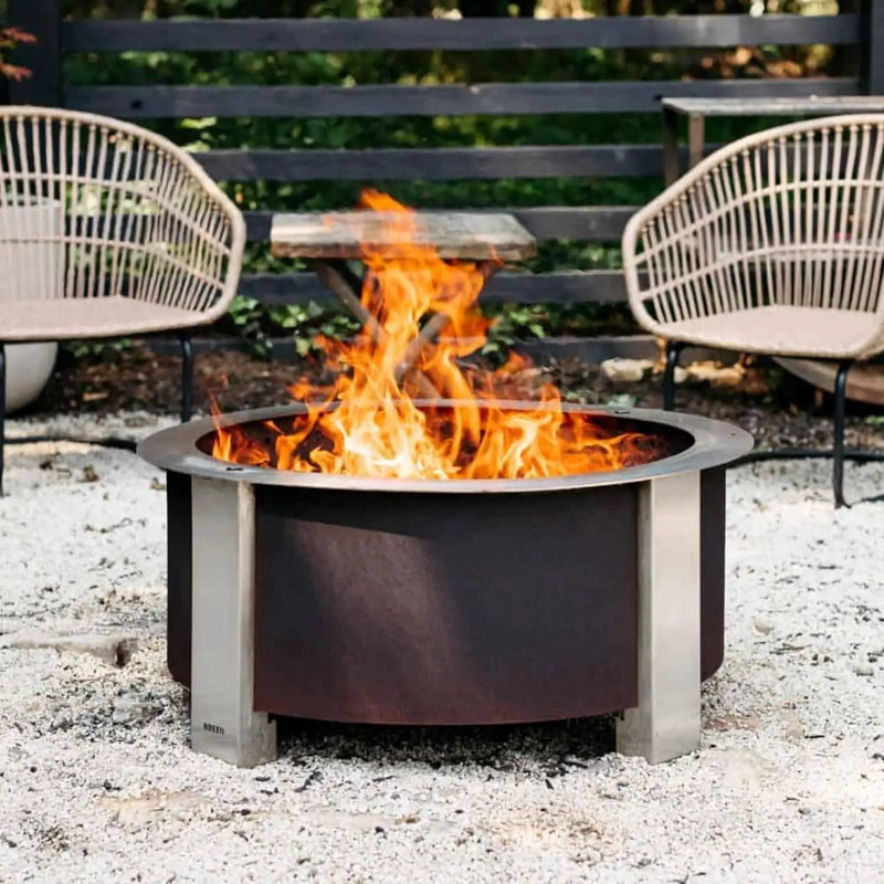 Breeo Smokeless Fire Pit (X Series 30, Corten Steel) | 34.5 inch Smokeless Firepit for Outside | 94 Pounds | Ideal for Families Compatible with Wide Range of Breeo Accessories by GreenHaven Gardens