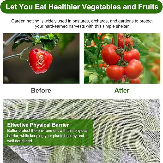 Garden Netting, Jevrench Durable Ultra Fine Garden Netting, Garden Plant Cover Row Cover Makes Plants, Vegetables, Fruits, and Flowers Grow Better (8ft x 25ft) by GreenHaven Gardens