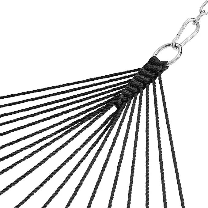 Lazy Daze Hammocks 10.5 FT Double 2 Person Caribbean Rope Hammock, Hand Woven Polyester Hammock with Spreader Bars, for Outside Outdoor Backyard Patio Poolside,450 LBS Capacity, Gray by GreenHaven Gardens