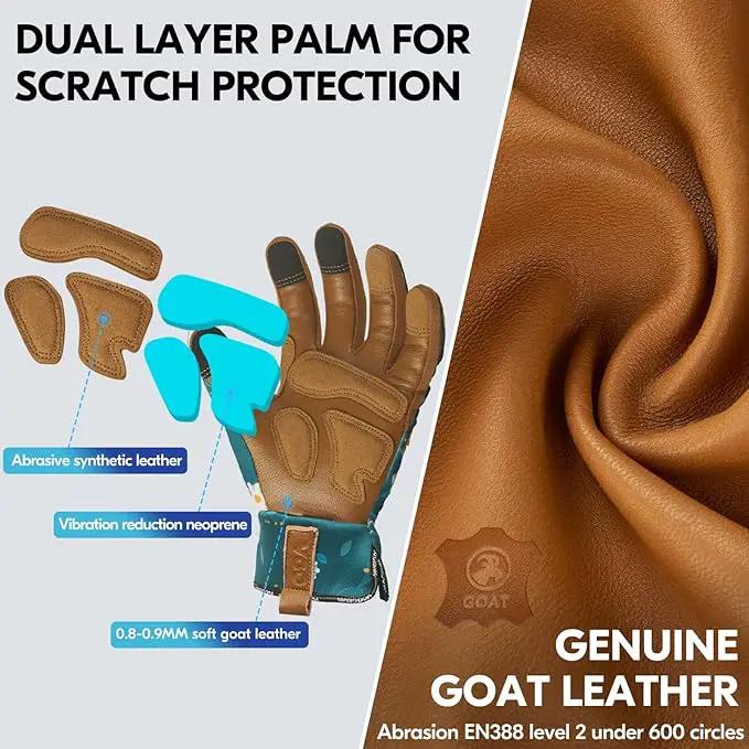 Vgo... 1Pair Gardening Gloves for Women, Goatskin leather Thorn Proof Working Gloves for Weeding, Digging, Raking, Pruning and Planting,Touchscreen(L,Dark Green,GA7471) by GreenHaven Gardens