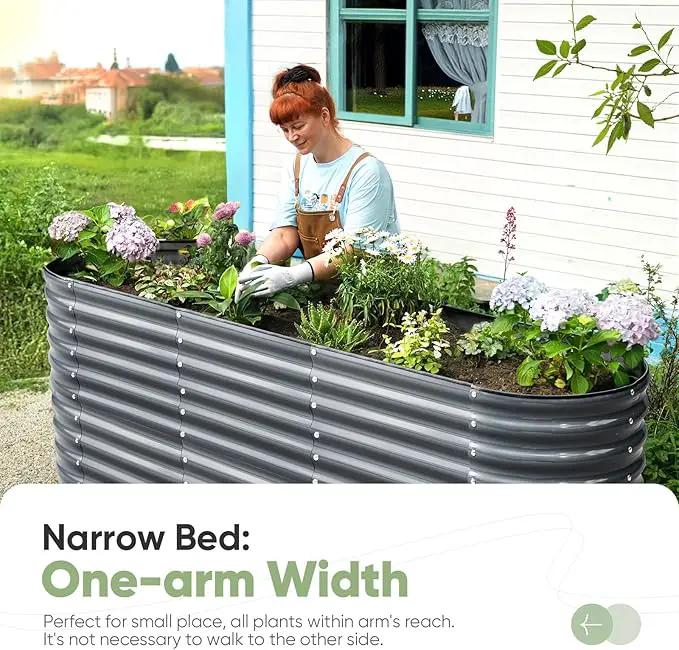 KING BIRD Raised Garden Bed 2.85 ft Tall 9 in 1 Galvanized Planter Garden Box Outdoor for Gardening, Deep Root Vegetables, Flowers 94.5X23.6X34.2 in, Dark Grey by GreenHaven Gardens