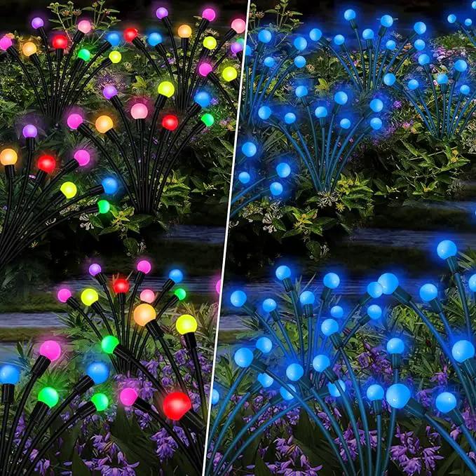 4 Pack 40 LED Solar Firefly Lights,2 Pack Multicolor+2 Pack Blue by GreenHaven Gardens