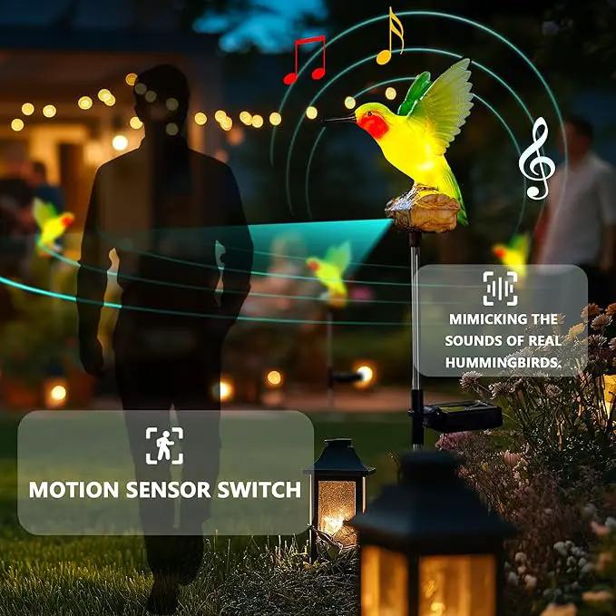 Birdsong Hummingbird Garden Decor Statues Stake Figurine Solar Lights for Outside Lawn Yard Porch Patio Flowerbed Christmas Decorations Outdoor for Moms Birthday (Green Hummingbird) by GreenHaven Gardens