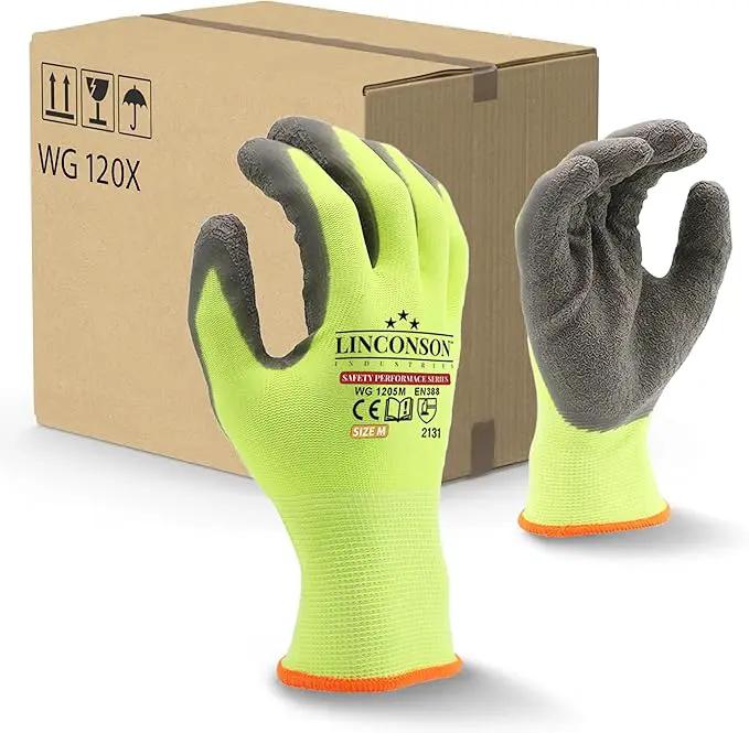 linconson 12 Pack Safety Performance Series Construction Mechanics Wrinkle Latex Work Gloves by GreenHaven Gardens