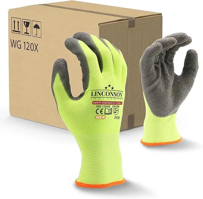 linconson 12 Pack Safety Performance Series Construction Mechanics Wrinkle Latex Work Gloves by GreenHaven Gardens