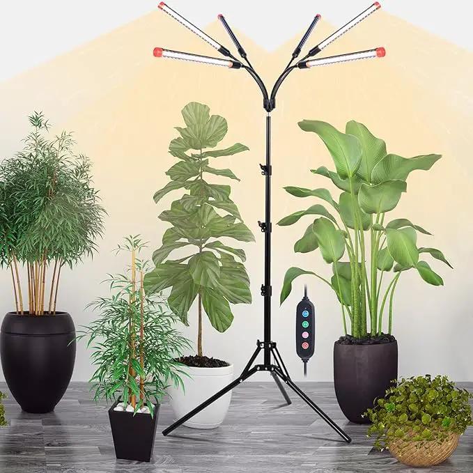 6-Head Grow Lights for Indoor Plants with Stand 54W, LED Plant Grow Light for Tall Houseplants, Bonsai Tree, Full Spectrum Growing Lamp with 4,8,12 Hr Timer, 24"-64" Adjustable Height by GreenHaven Gardens
