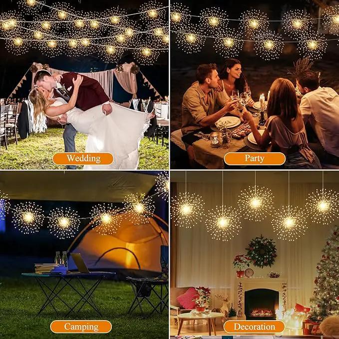 5 Pack Firework String Lights Christmas Lights, 200 LED 8 Modes Hanging Starburst Lights for PartyGarden Decoration (Warm White) by GreenHaven Gardens