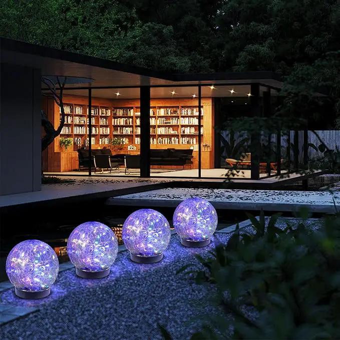 Solar Globe Lights Outdoor Waterproof-Solar Balls-Solar Garden Lights-Solar Orbs for Outside 2 Pack Cracked Glass Ball for Lawn Patio Yard Backyard Decorations, DS-XBQ-1-1-1 by GreenHaven Gardens