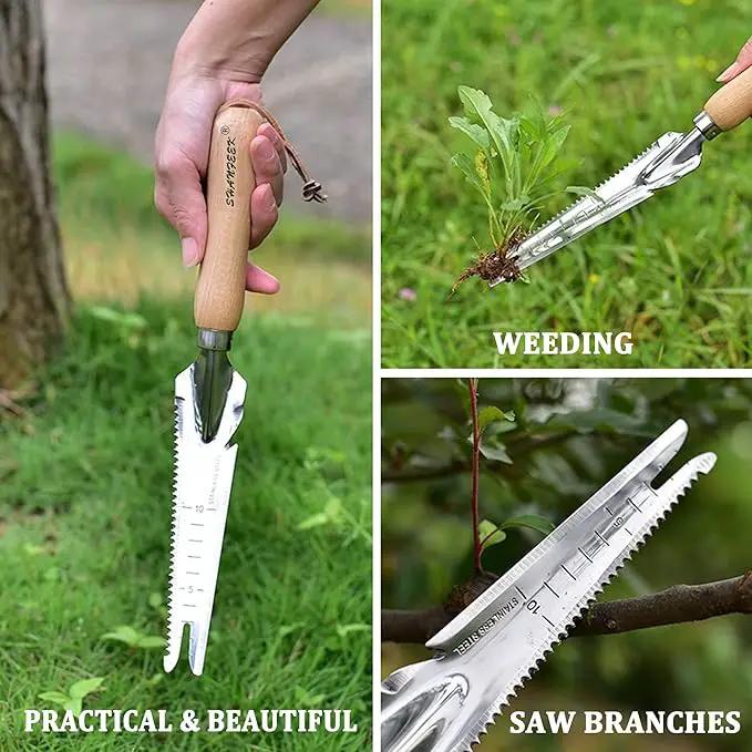SHANFEEK Weed Puller Crack Weeder Weed Remover Tool for Yard Hoe Gardening Tools Stainless Steel One-Piece Molding (I-Type) by GreenHaven Gardens