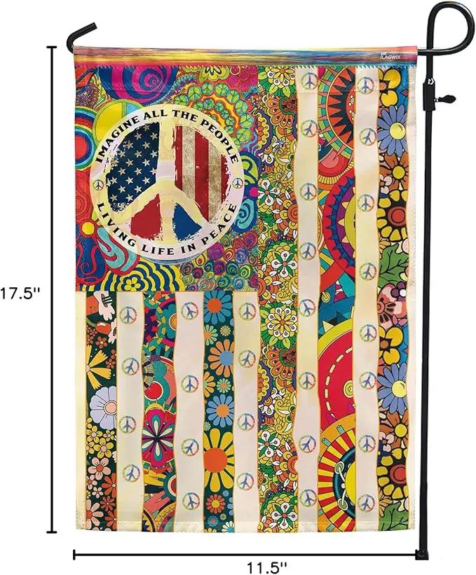 Flags-People Living Life In Peace Hippie Flag PSL318F, Garden Flag (11.5" x 17.5")-USA House Garden Flags Premium Polyester-Decorative Outdoor Flags by GreenHaven Gardens