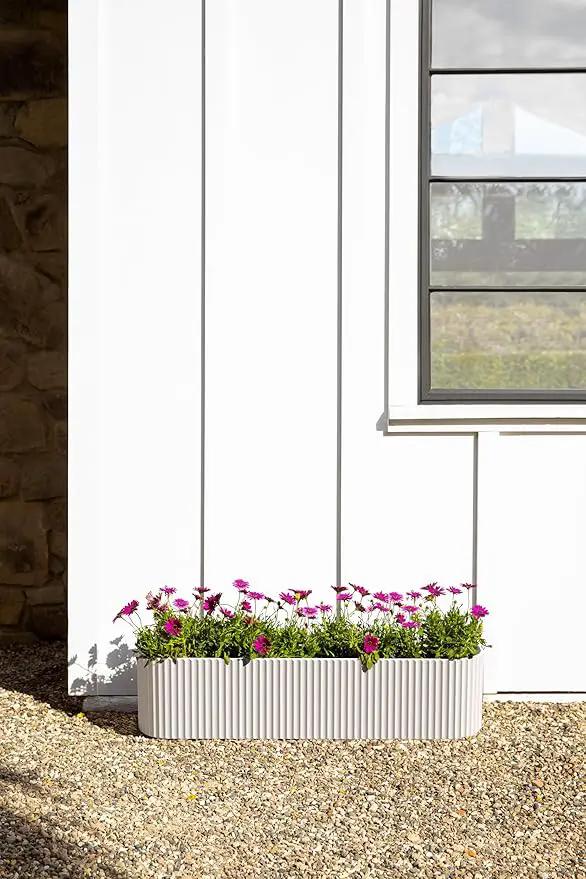 Veradek Demi Series Window Box Planter - Long Planter Box for Windowsill/Balcony | Durable Plastic-Stone Composite Material | Modern Décor for Flowers/Herbs by GreenHaven Gardens