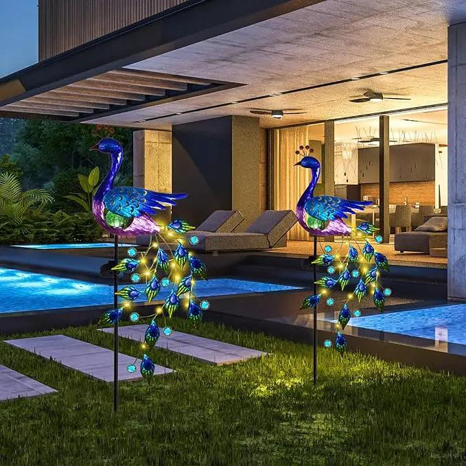 DREAMSOUL Peacock Solar Garden Lights Outdoor Decorative Stake, Waterproof Metal Peacock Garden Decor Solar Powered Landscape LED Path Lights Walkway Patio Decoration Lawn Ornament Christmas Gifts by GreenHaven Gardens