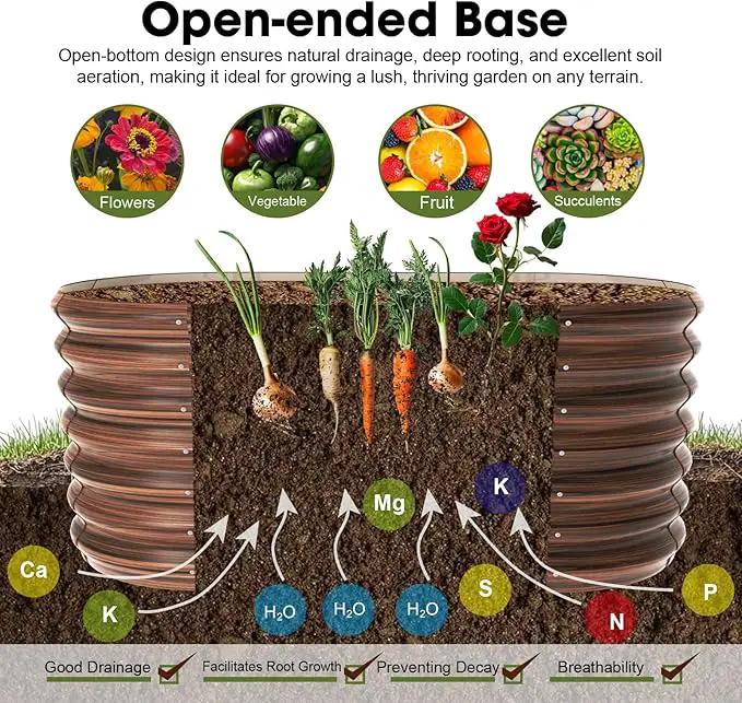 4x2x2ft Oval Galvanized Raised Garden Bed Kits Outdoor Large Metal Modular Planter Box 9-in-1 Raised Beds for Gardening,Vegetables,Fruits,Flowers & Herbs (Brown) by GreenHaven Gardens