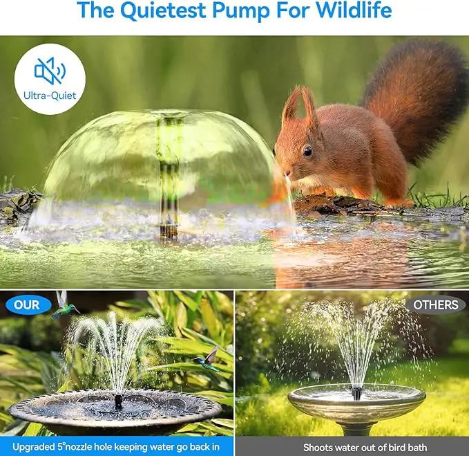 POPOSOAP Solar Fountain Pump for Bird Bath, 6.5W Solar Water Fountain Pump with Upgraded Dry-run Protection & Double-layer Nozzles 5Ft Tubing for Pond, Bird Bath, Backyard Water Feature by GreenHaven Gardens