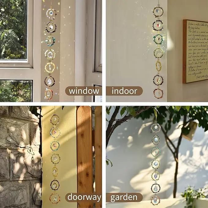 Healing Crystal Energy Wind Chime, 7 Chakra Crystal Sunlight Catcher, Meditation Home Decoration, Gem Wall Decoration, Birthday Gift, Healing Crystal Energy Sunlight Catcher by GreenHaven Gardens