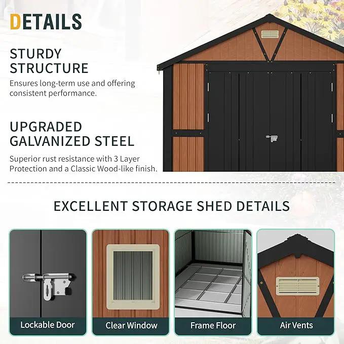 10x12 Ft Outdoor Storage Shed, Extra Large Metal Shed with Frame Floor, Lockable Doors, 2 Windows, Outside Steel Tiny House Ideal for Garden, Backyard, Patio Utility, Tool Storage by GreenHaven Gardens