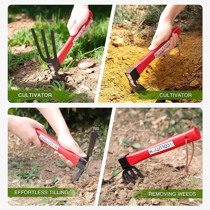 Garden Tool Set with Tool Box 4 Piece Heavy Duty Gardening Tools Kit with Hoe Rake Shovel Fork Non Slip Handle Garden Hand Tools for Digging Weeding Planting by GreenHaven Gardens