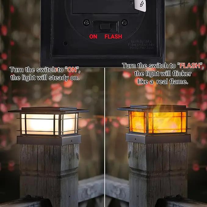 Dynaming 8 Pack Solar Flame Post Lights Outdoor, Solar Powered Fence Post Cap Lights, High Brightness Flickering Flame SMD LED Lighting Decor for Garden Deck Patio, 4x4, 5x5 or 6x6 Vinyl/Wooden Posts by GreenHaven Gardens