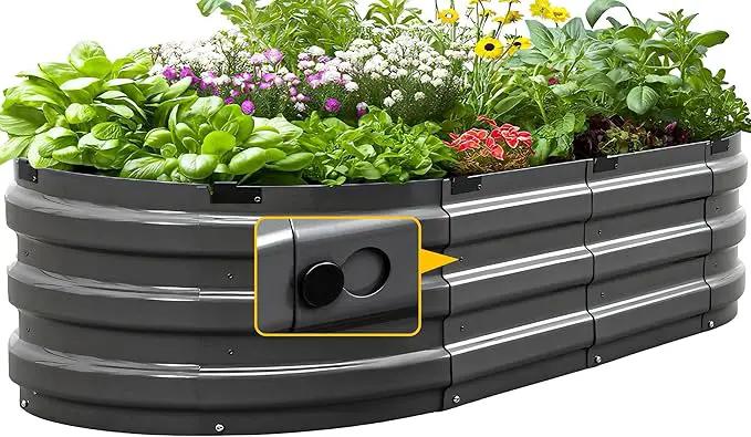KING BIRD Raised Garden Bed Kit 2025 Upgraded 10-Minute Assembly Galvanized Planter Garden Box Outdoor for Gardening, Vegetables, Flowers, 47x24x12 in, Dark Grey by GreenHaven Gardens