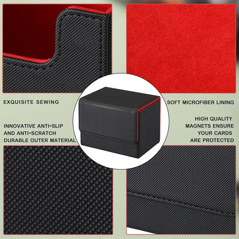 Yookeer 4 Pieces Leather Deck Card Boxes Cards Deck Game Box for Collectible Playing Card Box Compatible with MTG Commander(Black, Green, Red, Blue,Horizontal) by GreenHaven Gardens