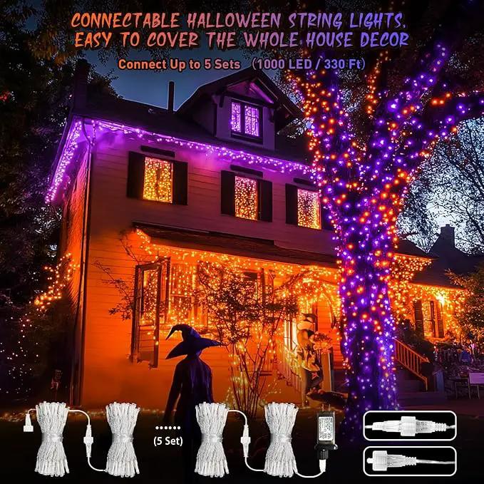 JMEXSUSS Halloween Decoration Lights, 200 LED Orange Purple Halloween Lights Clear Wire, 11 Modes Connectable Halloween String Lights Indoor Outdoor Plug in for Halloween Tree Decorations by GreenHaven Gardens