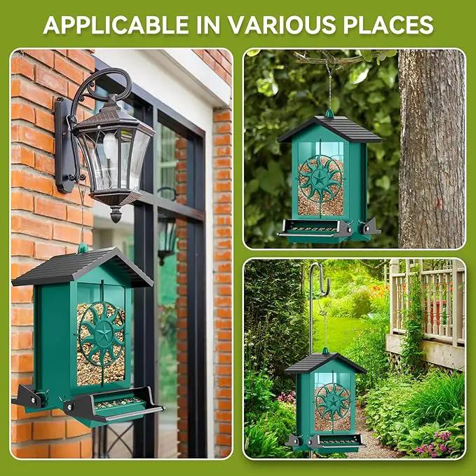 Squirrel Proof Bird Feeders for Outdoors, 5LBS Large Capacity Metal Wild Bird Feeder with Bilateral Weight-Activated Perches, Anti Squirrel Bird Feeders for Outside Finch, Cardinal, Blue Jay (Green) by GreenHaven Gardens