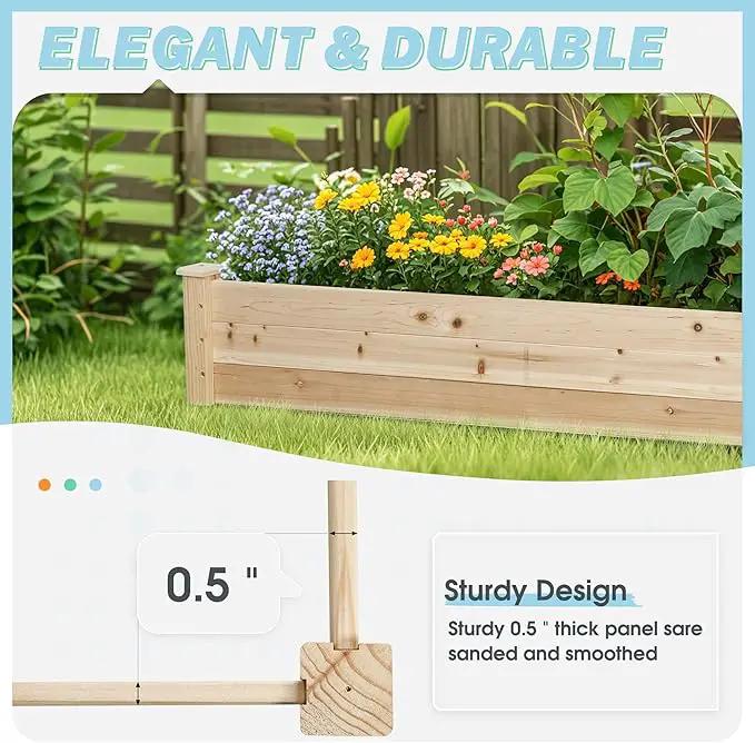 8 Feet Outdoor Wooden Raised Garden Bed, Elevated Planting Planter Box Kit for Vegetables Fruits Grow Yard Gardening, Natural by GreenHaven Gardens