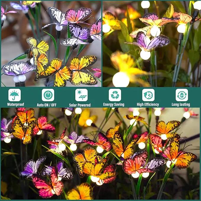 TONULAX Solar Garden Lights - Swaying Butterfly Light, Swaying in The Wind, Solar Outdoor Lights, Yard Patio Pathway Decoration, High Flexibility Iron Wire & Realistic Butterflies (2 Pack) by GreenHaven Gardens