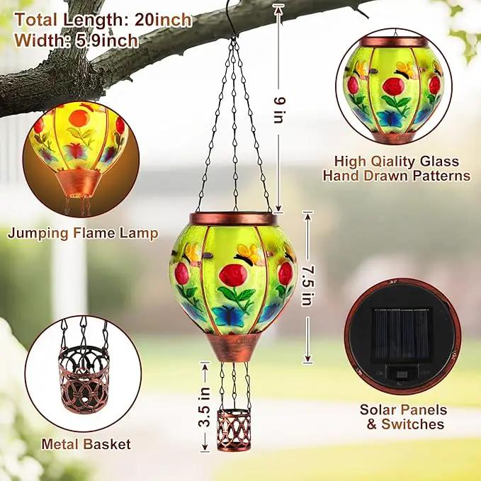 Butterfly Solar Hot Air Balloon Lantern,Outdoor Decor with Flame Lights Waterproof, Hanging for Garden Yard Lawn Patio, Unique Gifts for Women Mom Grandma Gardener for Mother'Day Christmas by GreenHaven Gardens