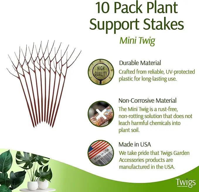 Twigs - Plant Support Stakes for Indoor, Outdoor & Climbing Plants, Gardening Supplies, Garden Accessories, Trellis & Ring Alternative, Made in USA - Begonia (Red), 10 Pack, 12" L, Mini Twigs by GreenHaven Gardens