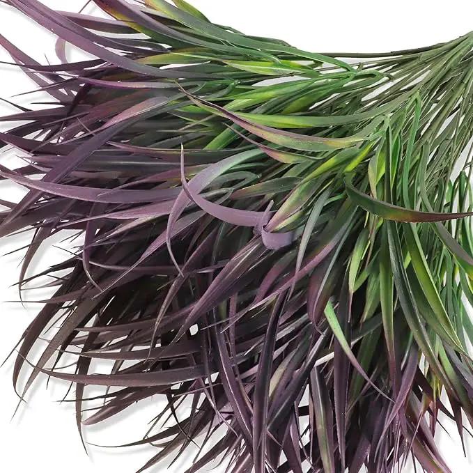 Ouddy Decor 16 Bundles Artificial Plants Outdoor Fake Grass Greenery Stems UV Resistant Faux Plastic Shrubs for Autumn Garden Pathway Front Porch Home Harvest Thanksgiving Halloween Decor, Purple by GreenHaven Gardens