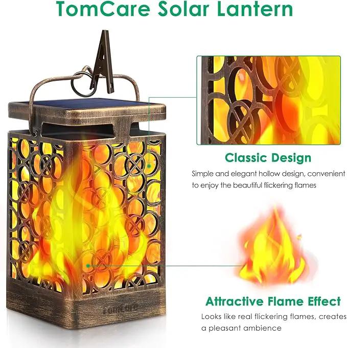 TomCare Solar Lights Upgraded Solar Lantern Flickering Flame Outdoor Hanging Lantern Decorative Lighting Solar Powered Waterproof LED Flame Umbrella Lights for Patio Garden Deck, 2 Pack(Bronze) by GreenHaven Gardens
