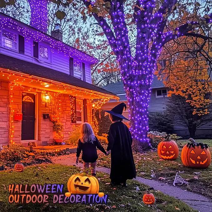 JMEXSUSS Halloween Decoration Lights, 200 LED Orange Purple Halloween Lights Clear Wire, 11 Modes Connectable Halloween String Lights Indoor Outdoor Plug in for Halloween Tree Decorations by GreenHaven Gardens
