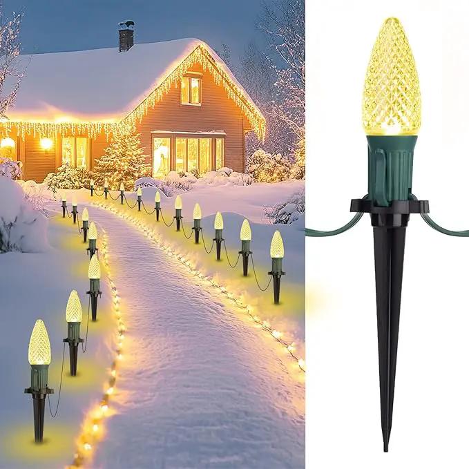 Brightown Strawberry C9 Christmas String Lights Outdoor - 25.7 Feet 20 LED Pathway Lights, Connectable C9 Walkway, Waterproof Outdoor Decoration for Lawn Outside, Warm White by GreenHaven Gardens