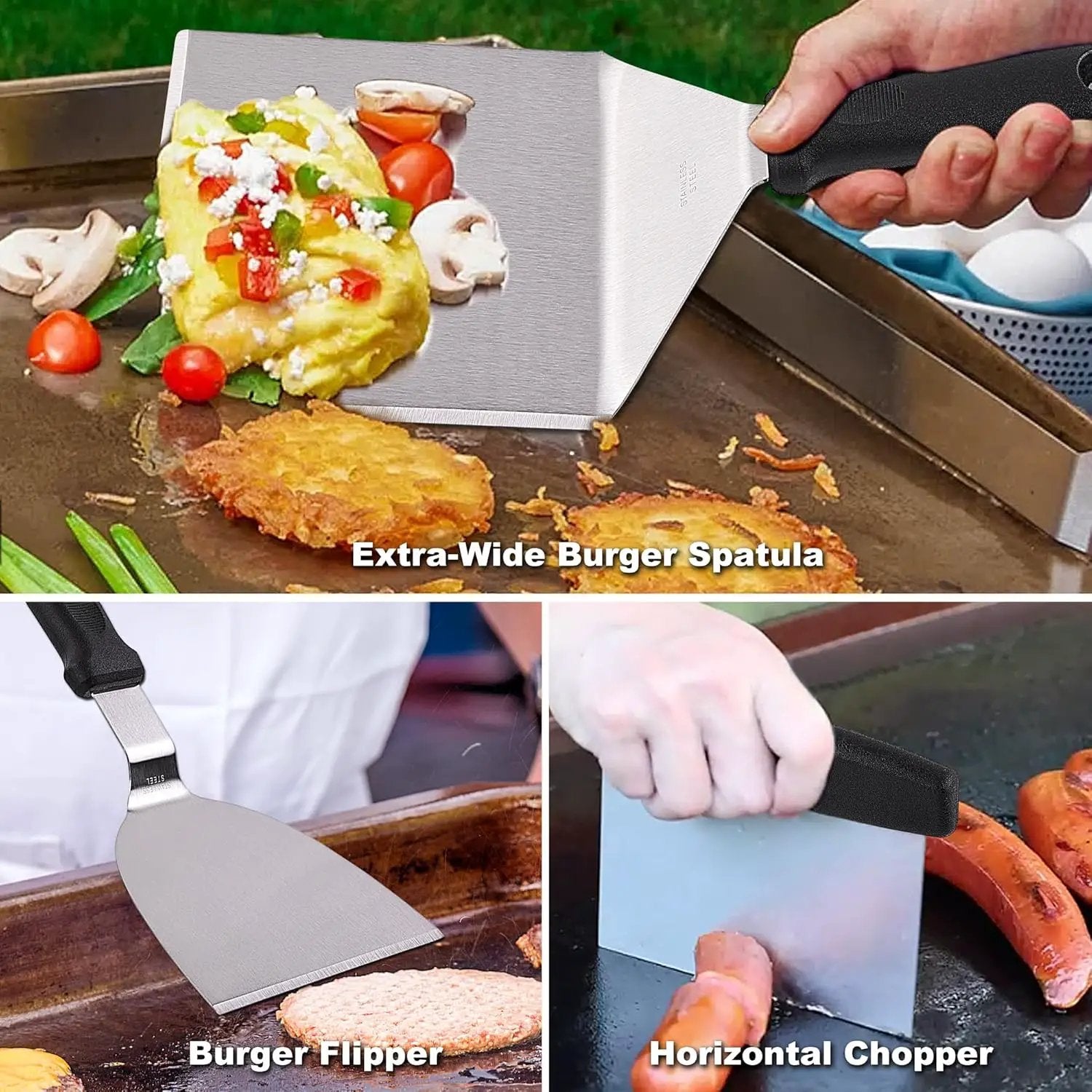 ROMANTICIST 29PCS Griddle Accessories Set - Flat Top Teppanyaki Spatula Set with Scraper, Basting Cover for Camp Chef- Home Cooking Griddle and Outdoor BBQ Gifts for Christmas by GreenHaven Gardens
