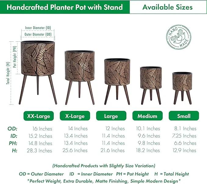 D'vine Dev 8 Inch Planter Pot with Stand, Mid-Century Tall Plant Pot with Legs for Indoor Plants, Small, Bronze/Grey, 88-L-A-6 by GreenHaven Gardens