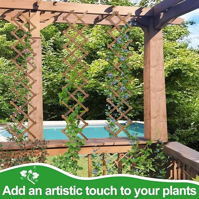 Pack of 2 Extra Thick Wooden Wall Trellis- Expandable Wall Planter Lattice Panels for Climbing Plants, Hanging Vertical Plant Support Fence Frame Outdoor Indoor for Balcony Patio Garden Room by GreenHaven Gardens